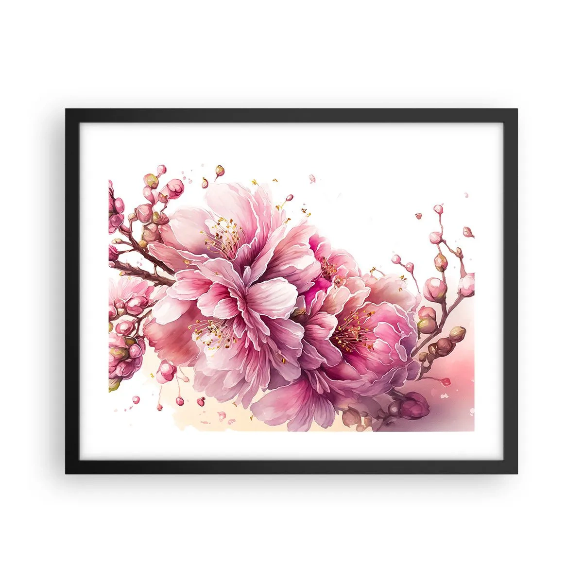 Plakat i sort ramme - Kirsebærblomst - 50x40 cm