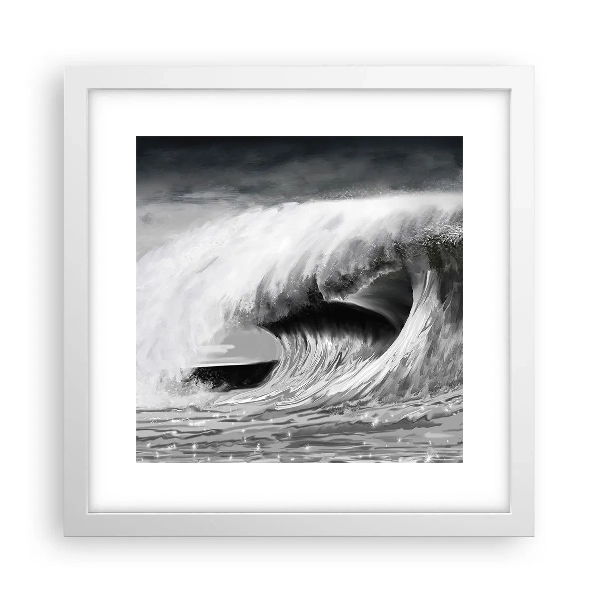 Plakat i hvid ramme - Havets vrede - 30x30 cm