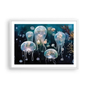 Plakat i hvid ramme - Undervandsbold - 70x50 cm