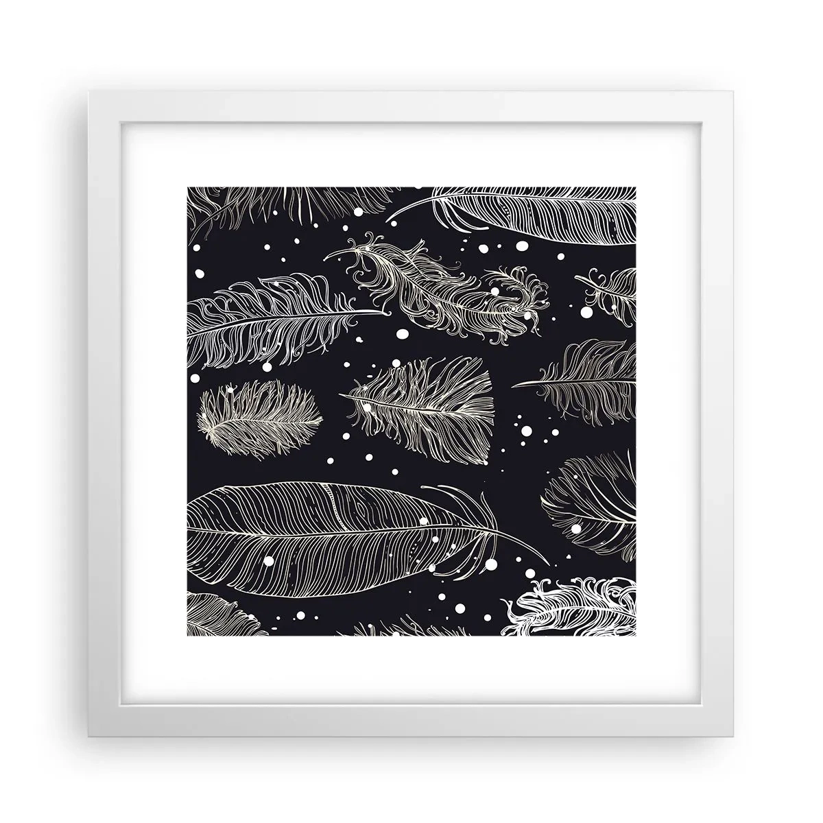 Plakat i hvid ramme - Fjerede blonder - 30x30 cm
