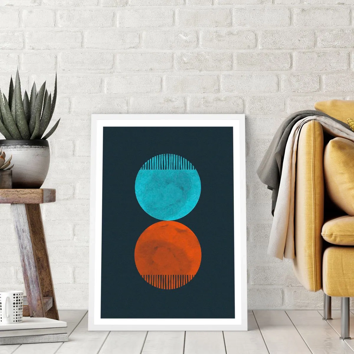 Plakat i hvid ramme - Kun geometri? - 70x100 cm