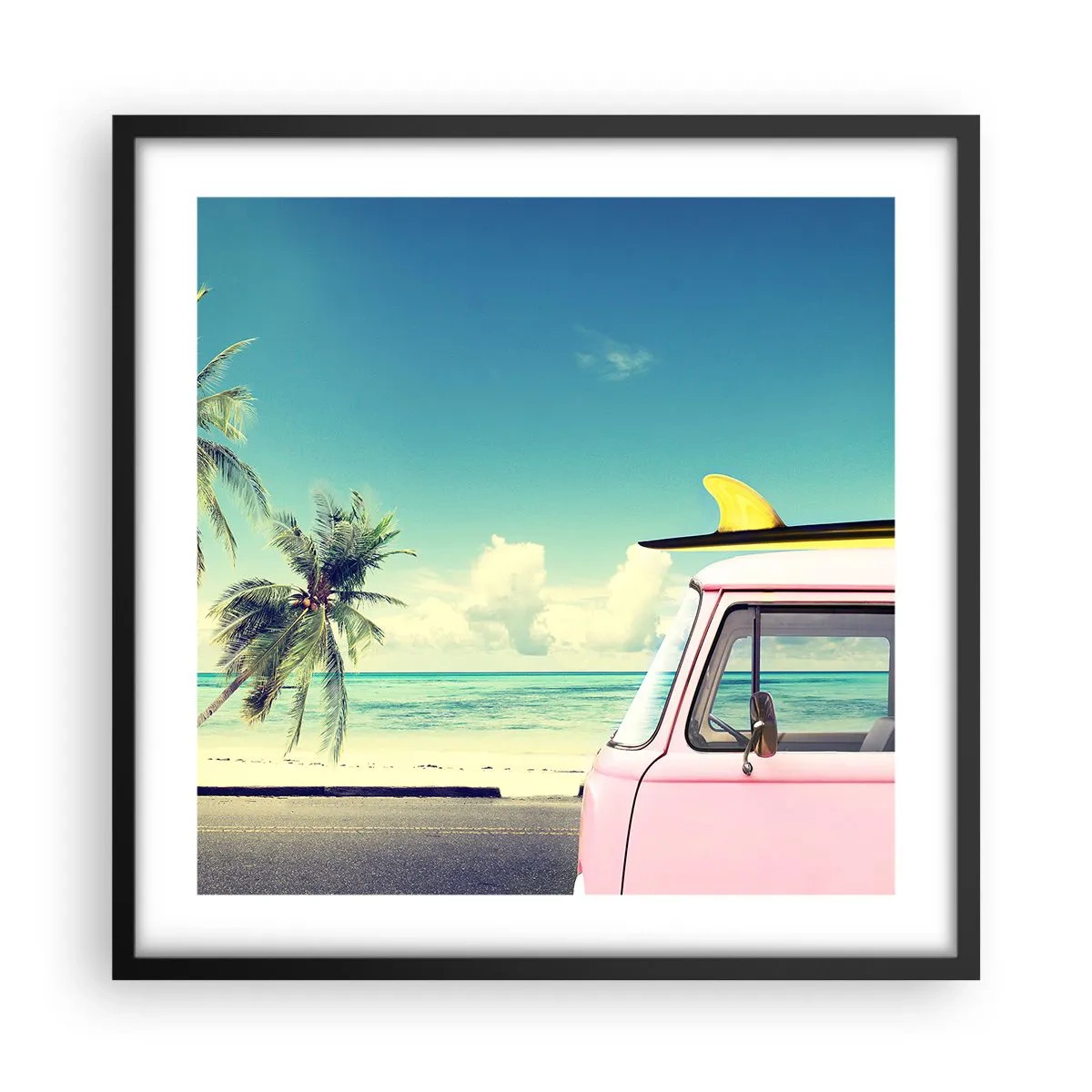 Plakat i sort ramme - Ferietid til at starte - 50x50 cm