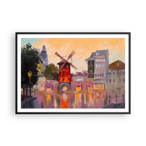 Plakat i sort ramme - Parisiske ikoner - Moulin Rouge - 100x70 cm