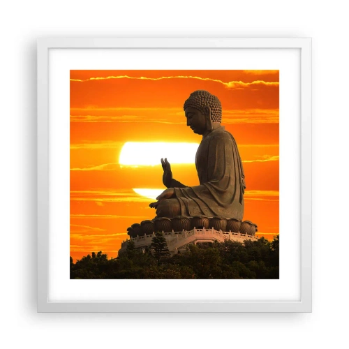 Plakat i hvid ramme - Uden frygt for verden - 40x40 cm