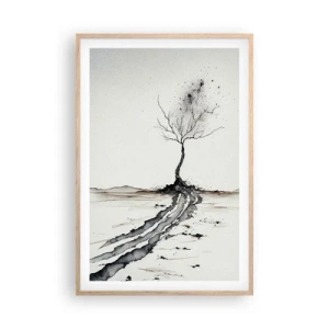 Plakat i ramme af lyst egetræ - Vinterens melankoli - 61x91 cm