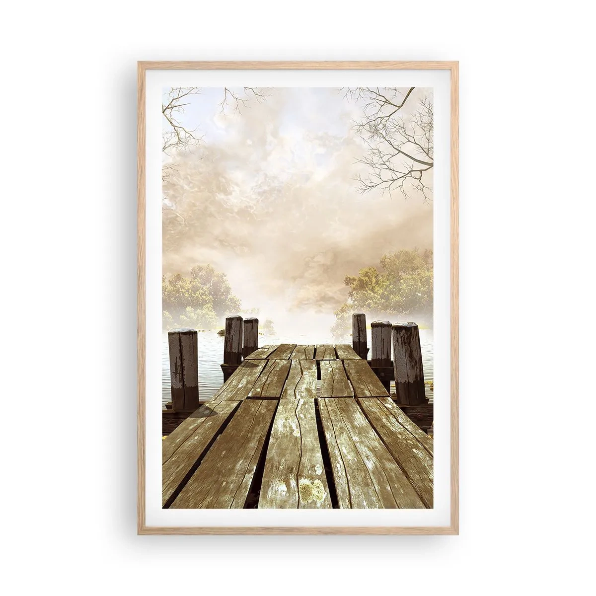 Plakat i ramme af lyst egetræ - Efterårets blide tristhed - 61x91 cm