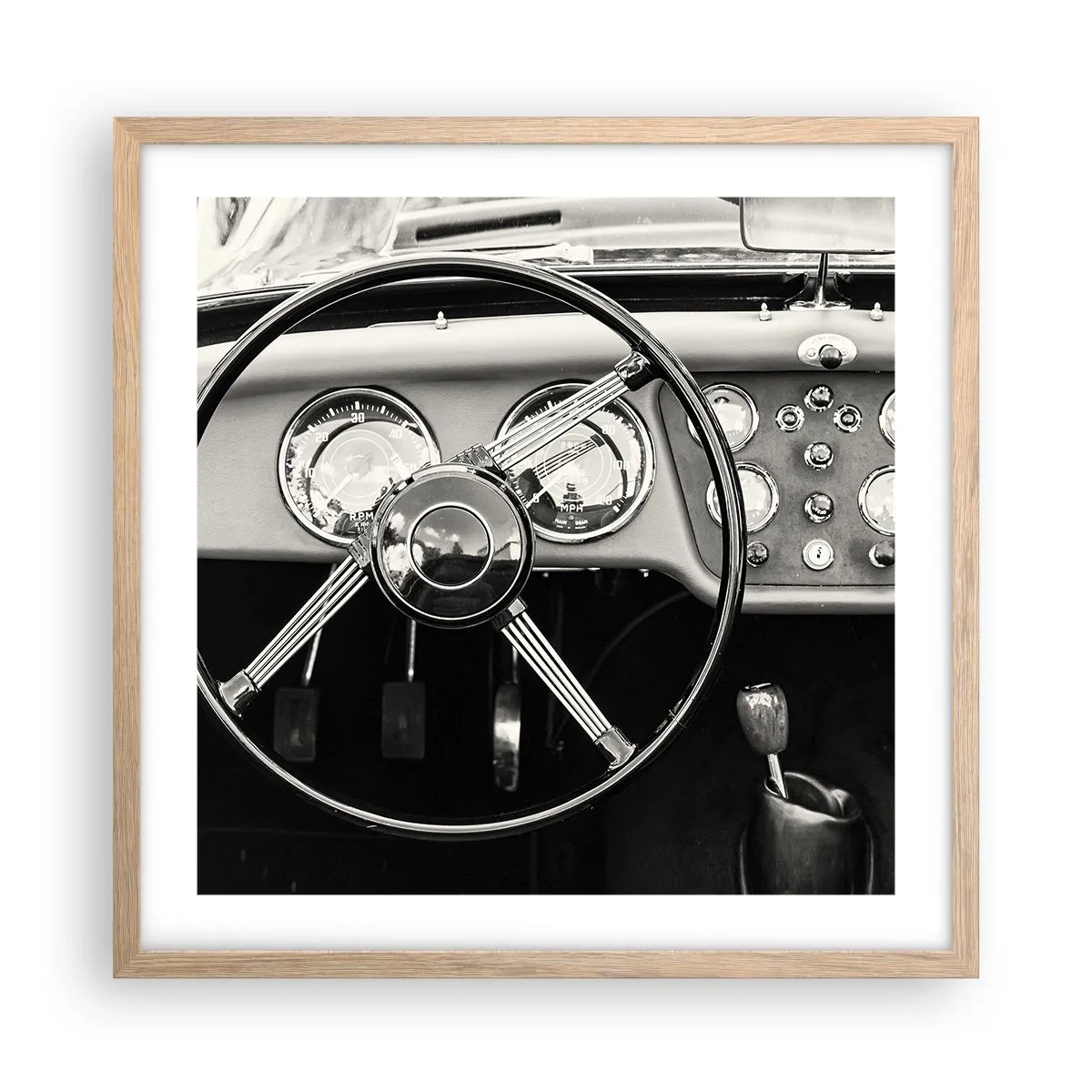 Plakat i ramme af lyst egetræ - En drøm for samlere - 50x50 cm