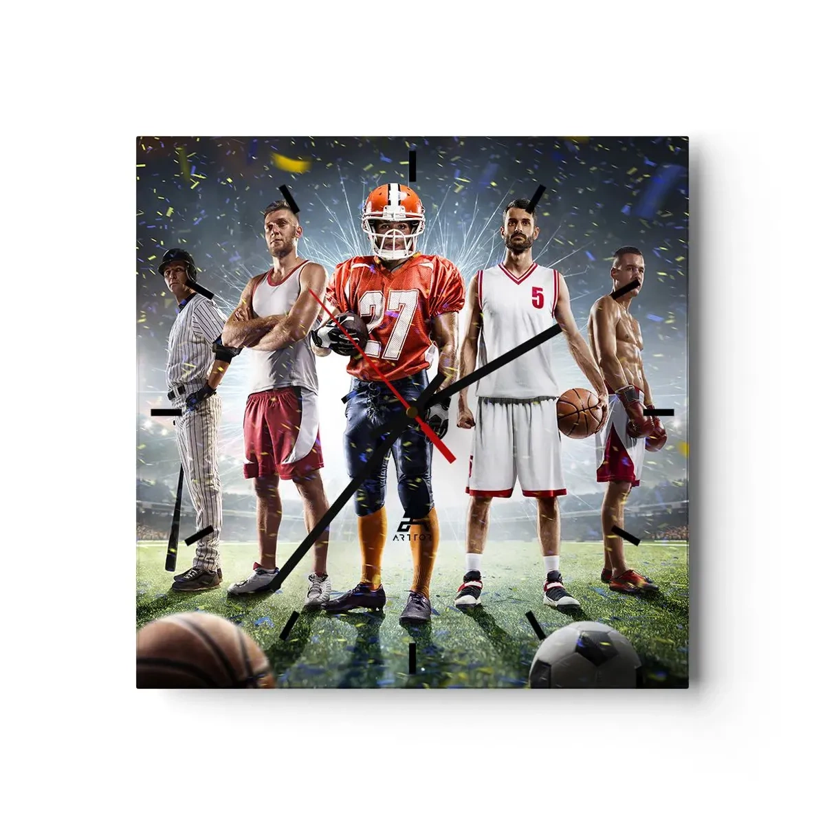 Vægur, Uret - Gladiatorer på spillepladsen - 40x40 cm