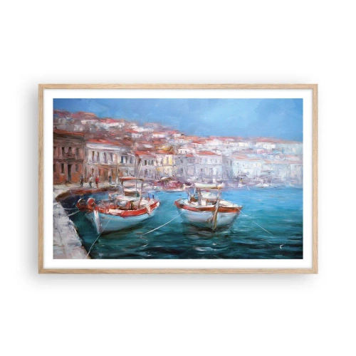 Plakat i ramme af lyst egetræ - Italiensk bugt - 91x61 cm