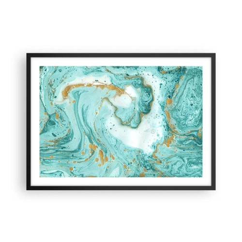 Plakat i sort ramme - Under den store bølge i Edo-perioden - 70x50 cm