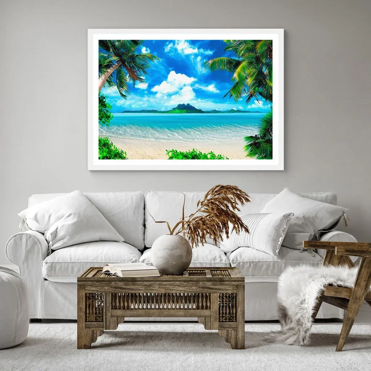 Plakat i hvid ramme - Azur i troperne - 91x61 cm