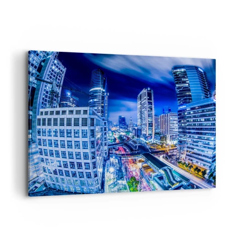 Lærredstryk - Billede på lærred - Nattens rytmer i byen - 100x70 cm