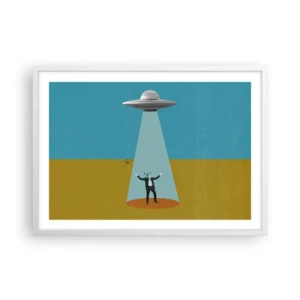 Plakat i hvid ramme - Et tæt møde - 70x50 cm