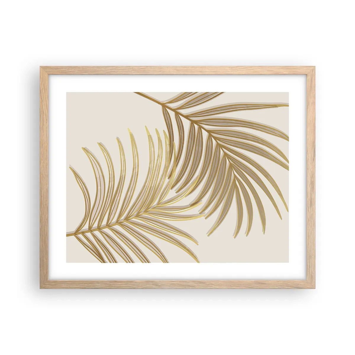 Plakat i ramme af lyst egetræ - Gylden palme! - 50x40 cm