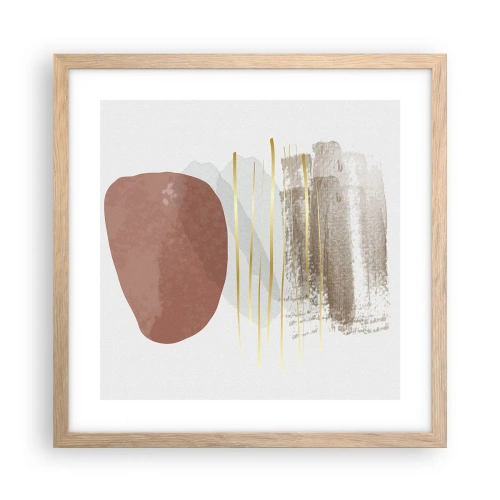 Plakat i ramme af lyst egetræ - Abstrakt kolonnade - 40x40 cm