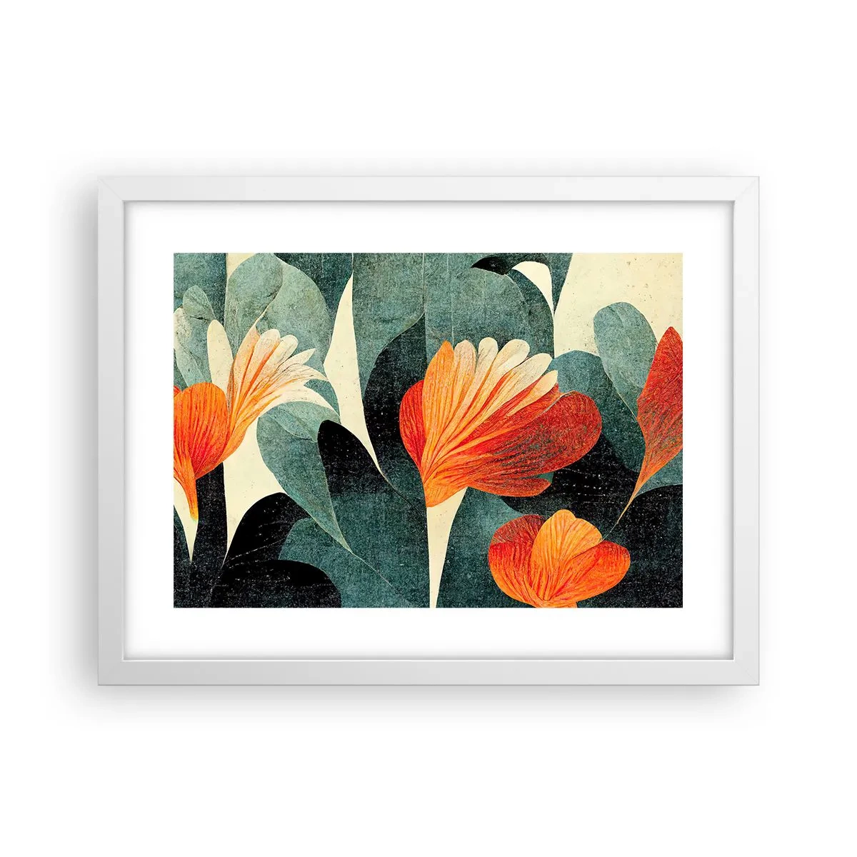 Plakat i hvid ramme - Varmen fra troperne og køligheden fra det grønne - 40x30 cm