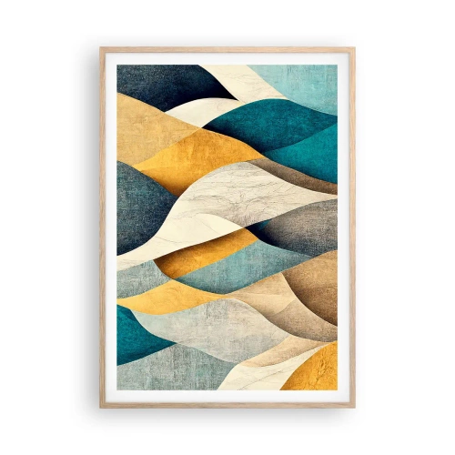 Plakat i ramme af lyst egetræ - Rytme og bølger - 70x100 cm