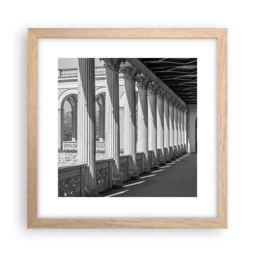 Plakat i ramme af lyst egetræ - Solrig arkade - 30x30 cm