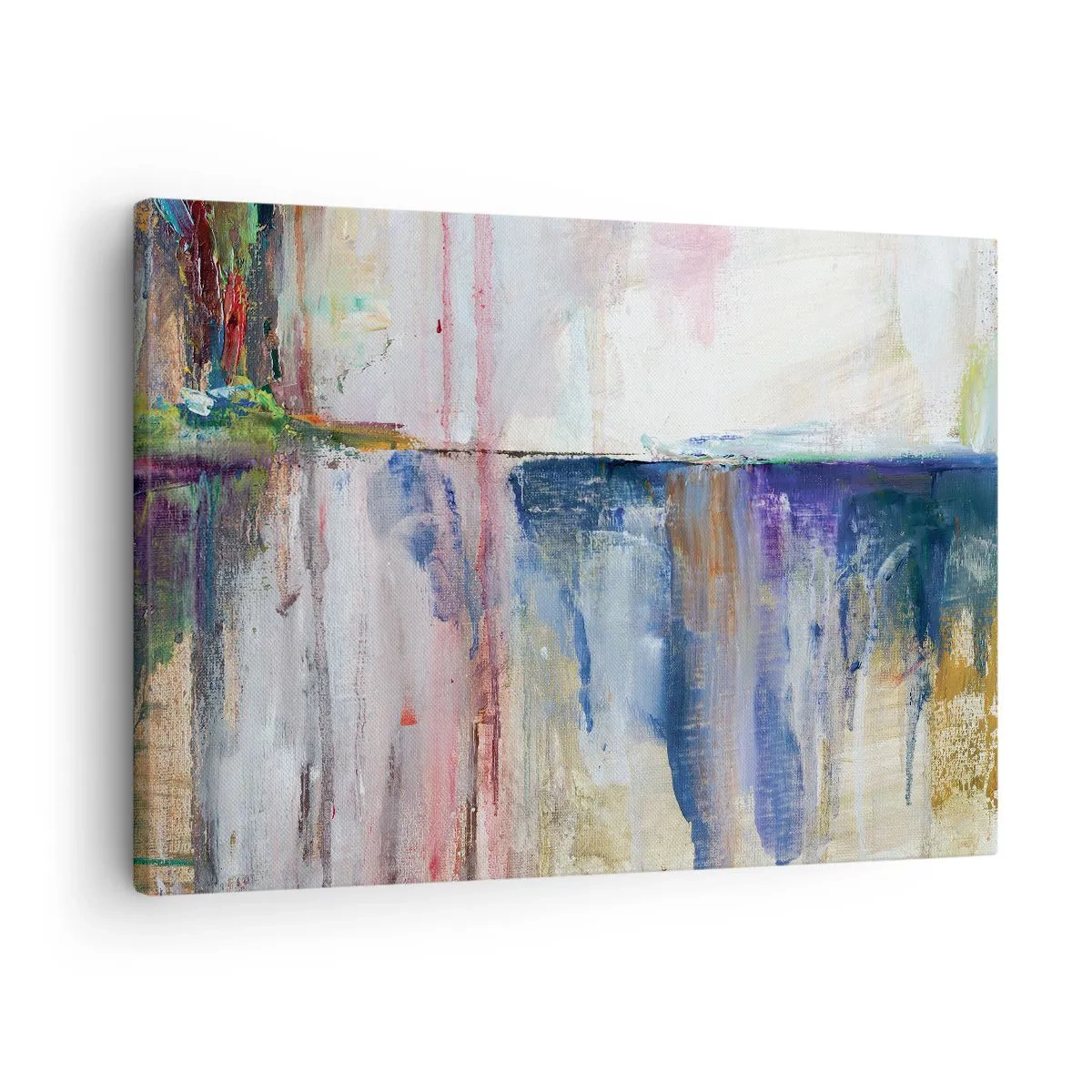Lærredstryk - Billede på lærred - En abstrakt farvekomposition med en refleksionseffekt på lærredet. - 70x50cm - Farverige indtryk og associationer - Moderne vægdekoration til stue og soveværelse ARTTOR