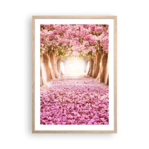 Plakat i ramme af lyst egetræ - Vejen til paradis - 50x70 cm