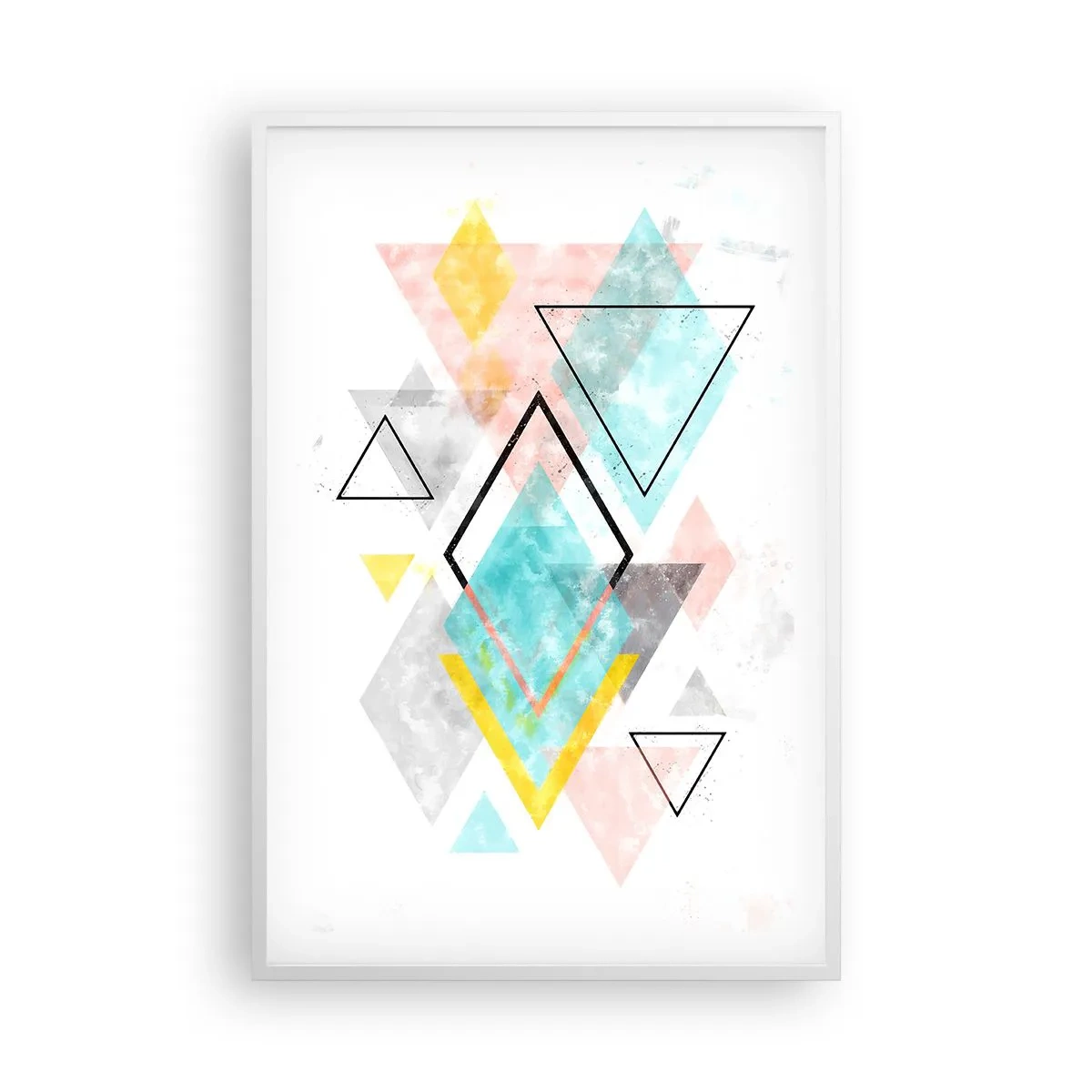 Plakat i hvid ramme - Geometrisk leg - 61x91 cm