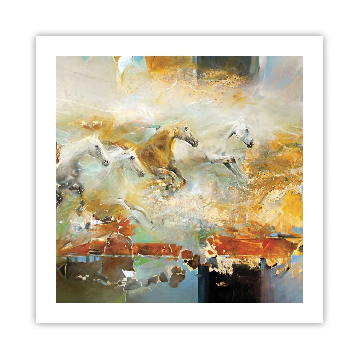 Plakat - Galopperer gennem lyset - 50x50 cm