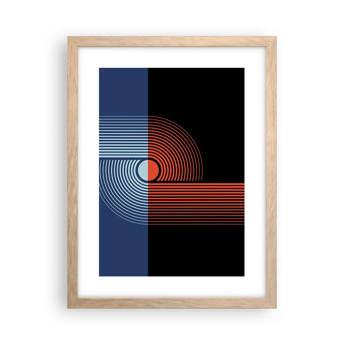 Plakat i ramme af lyst egetræ - I en geometrisk omfavnelse - 30x40 cm