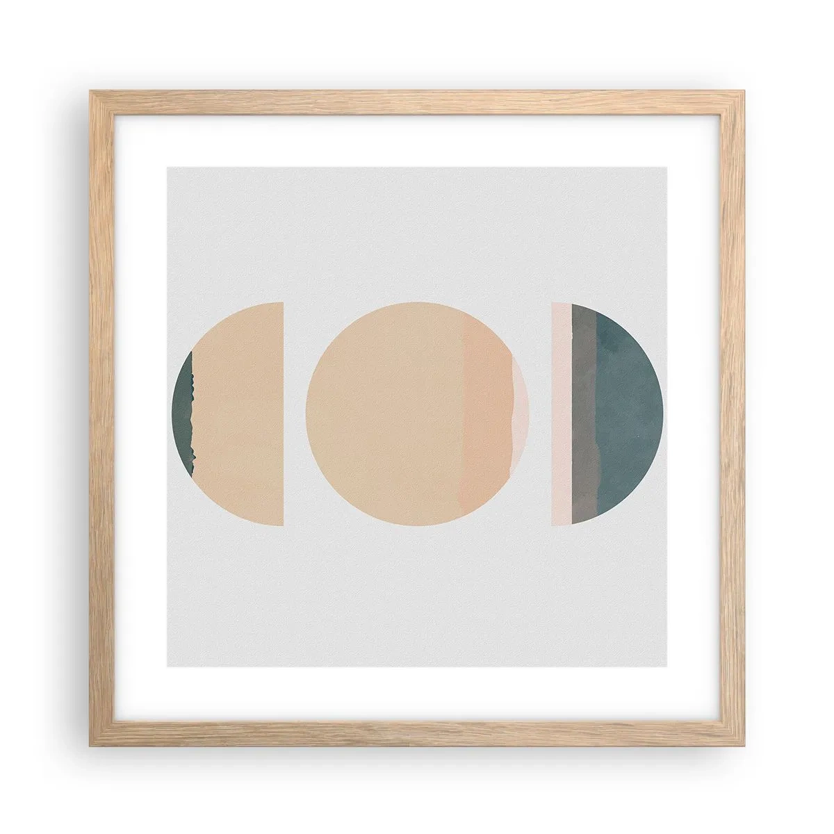Plakat i ramme af lyst egetræ - Hjul for hjul - 40x40 cm
