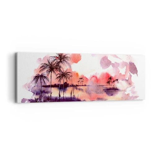 Lærredstryk - Billede på lærred - Tropernes ro i rødt - 90x30 cm