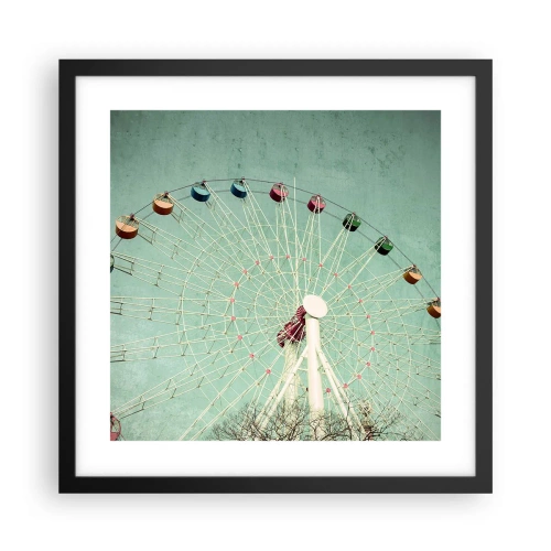 Plakat i sort ramme - Vi inviterer dig til at lege - 40x40 cm