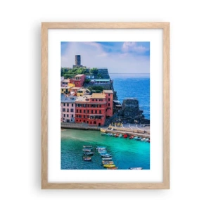 Plakat i ramme af lyst egetræ - Middelhavets magiske by - 30x40 cm