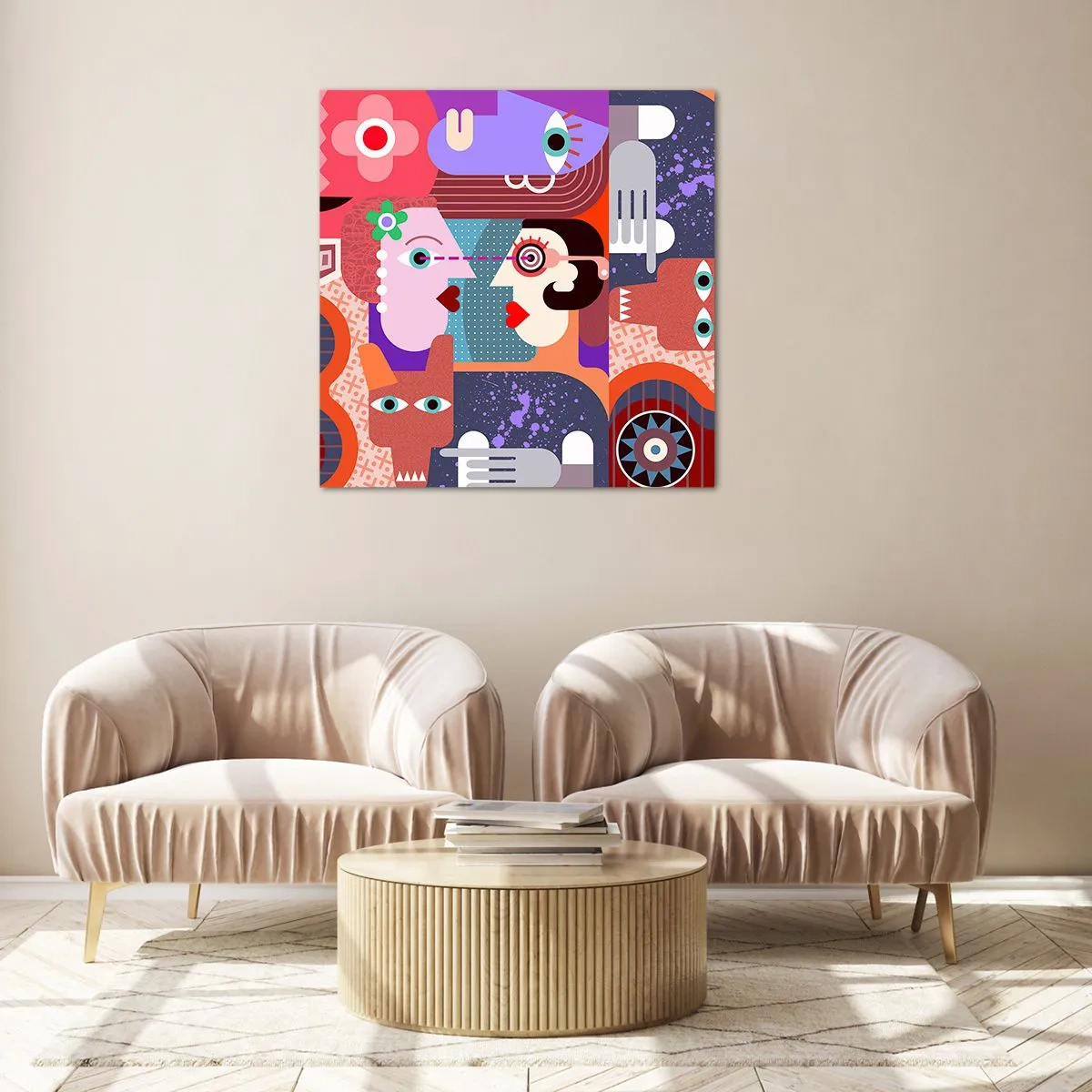 Billede på glas - Øje mod øje - 30x30 cm