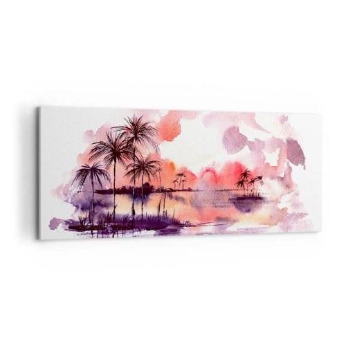 Lærredstryk - Billede på lærred - Tropernes ro i rødt - 100x40 cm