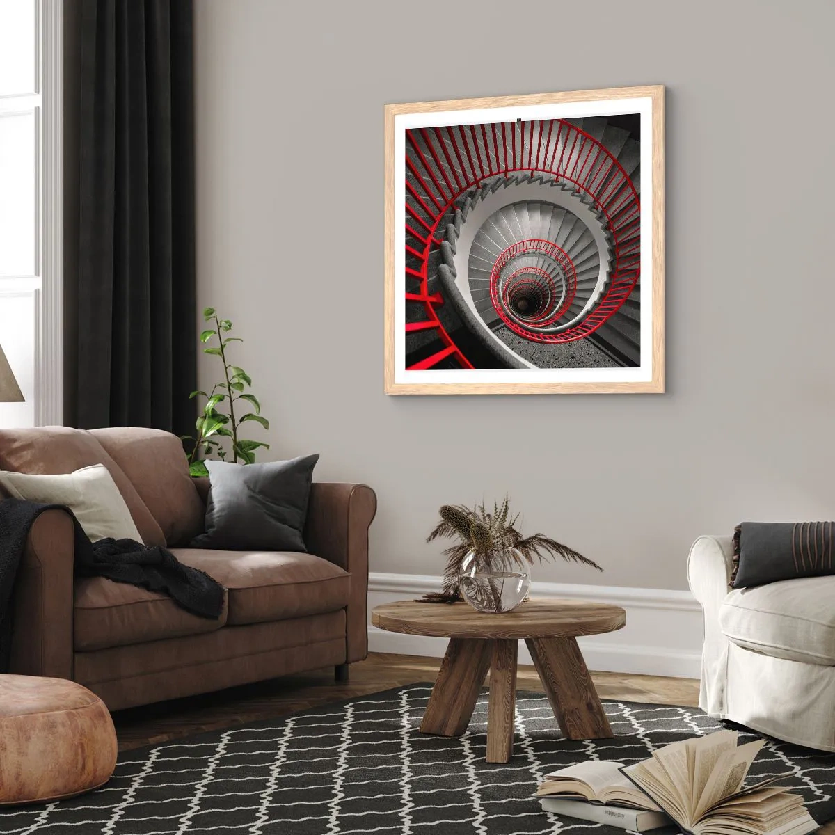 Plakat i ramme af lyst egetræ - Arkitektoniske lege - 30x30 cm