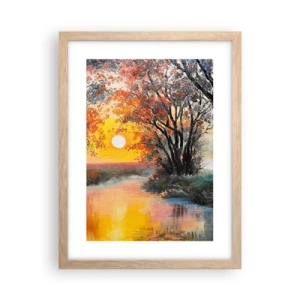 Plakat i ramme af lyst egetræ - Efterårs atmosfære - 30x40 cm