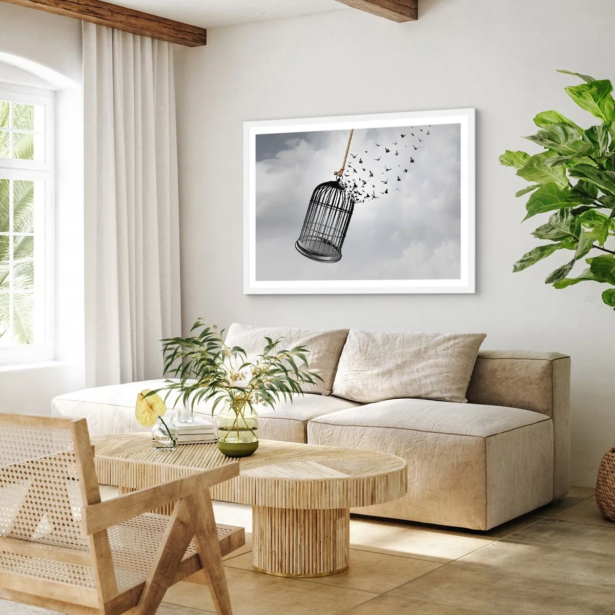 Plakat i hvid ramme - Tro...håb...frihed! - 100x70 cm