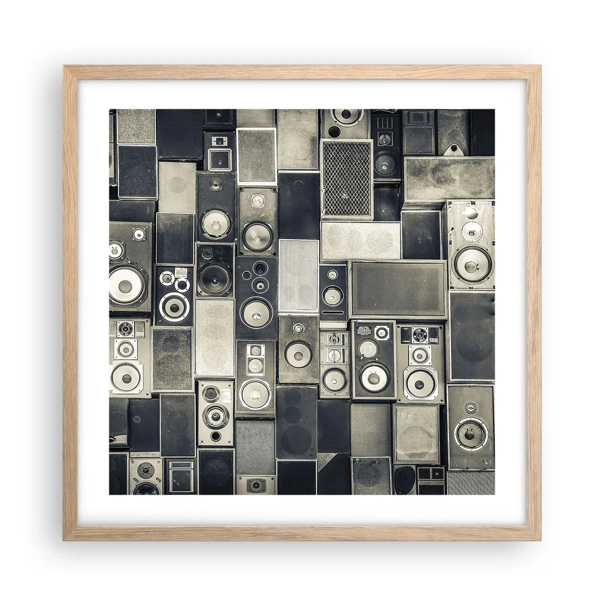 Plakat i ramme af lyst egetræ - Og alt er i orden - 50x50 cm