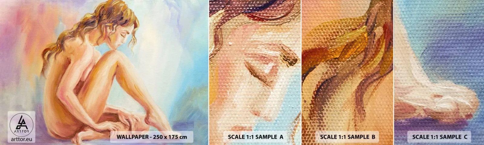 Prøve Fototapet Selvklæbende Deluxe Sticker - Ungdomens handling - Kvinde, Legeme, Model - 100x30 cm