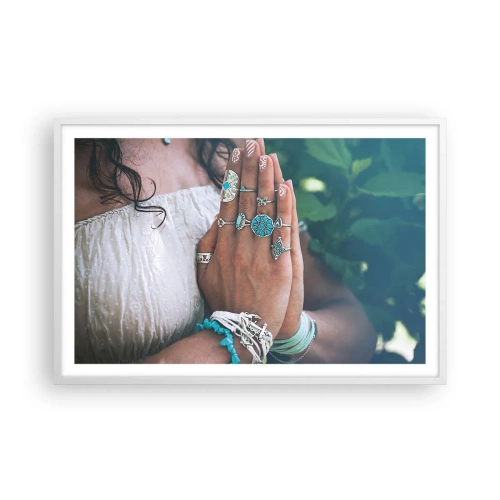 Plakat i hvid ramme - Velkommen til værens centrum - 91x61 cm