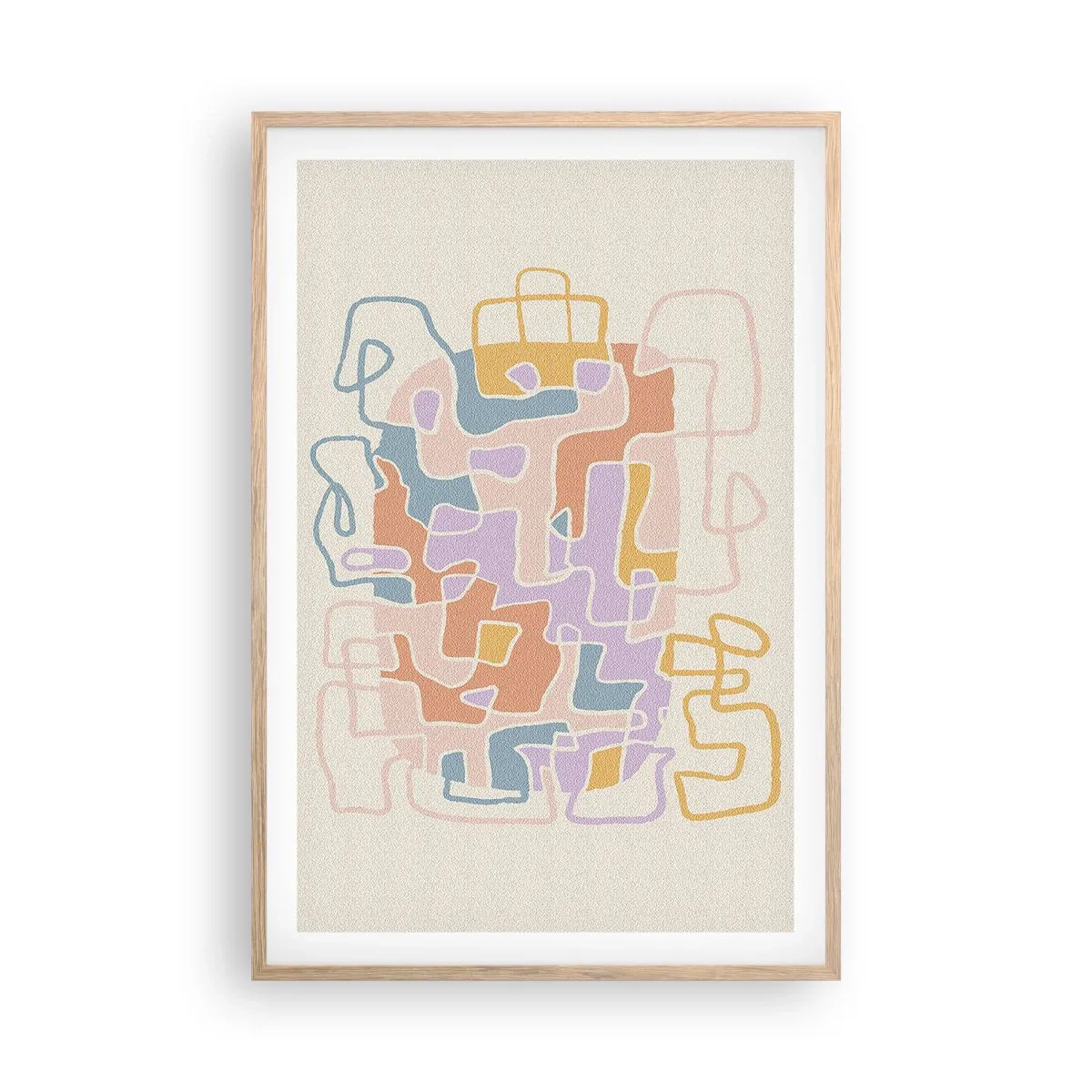 Plakat i ramme af lyst egetræ - Labyrint - et glædeligt eventyr - 61x91 cm