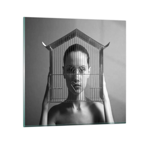 Billede på glas - Et lidt surrealistisk portræt - 30x30 cm