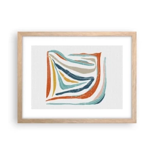 Plakat i ramme af lyst egetræ - Venligt smilende abstraktion - 40x30 cm