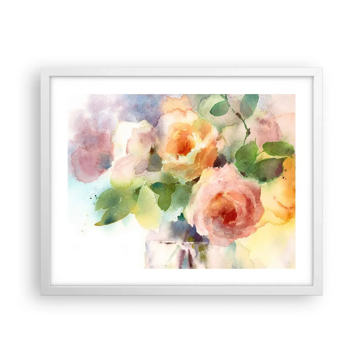 Plakat i hvid ramme - Delikat som akvarelfarve - 50x40 cm