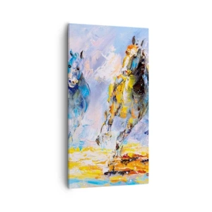 Lærredstryk - Billede på lærred - Galopperer gennem det blanke skær - 55x100 cm