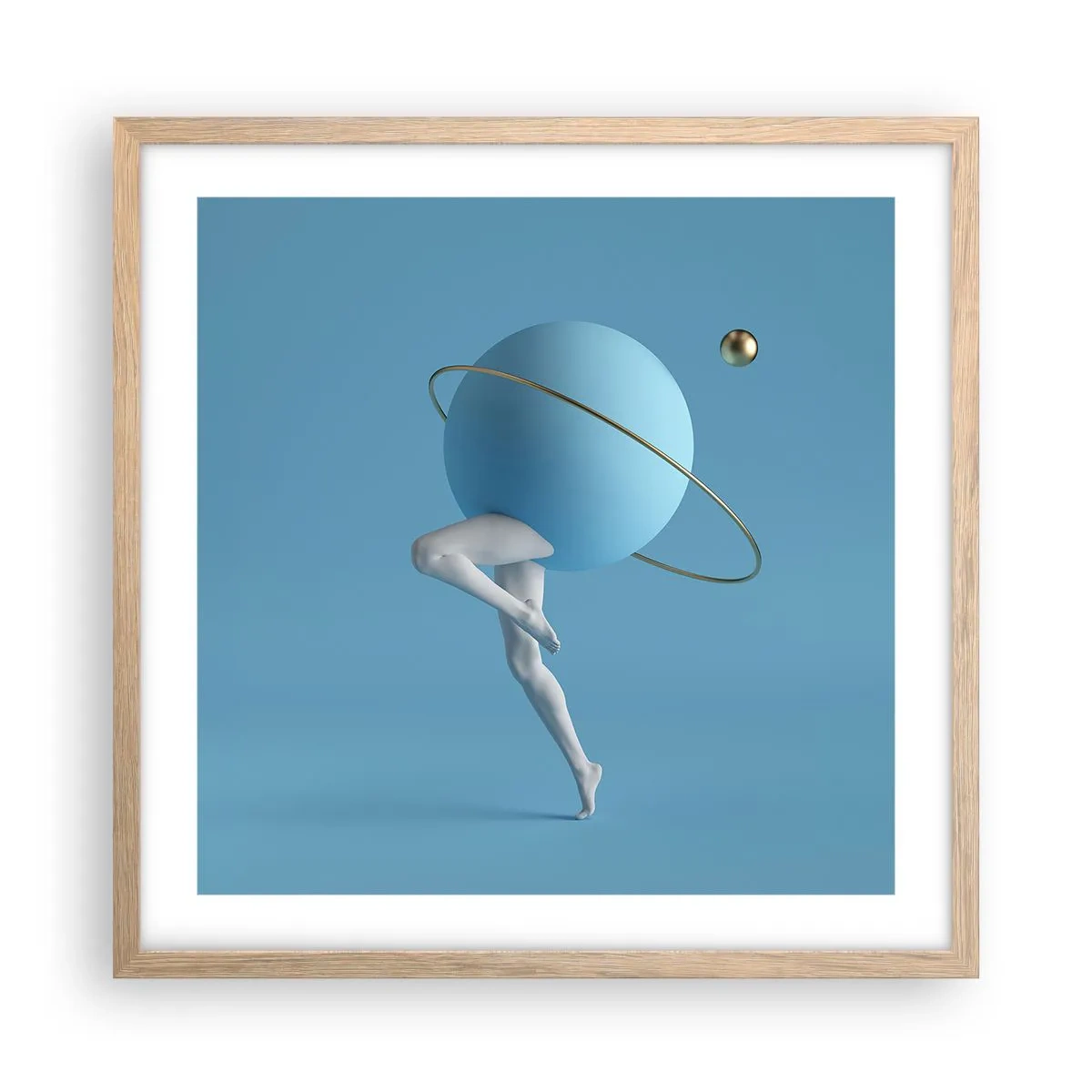 Plakat i ramme af lyst egetræ - Og planeterne går amok - 50x50 cm