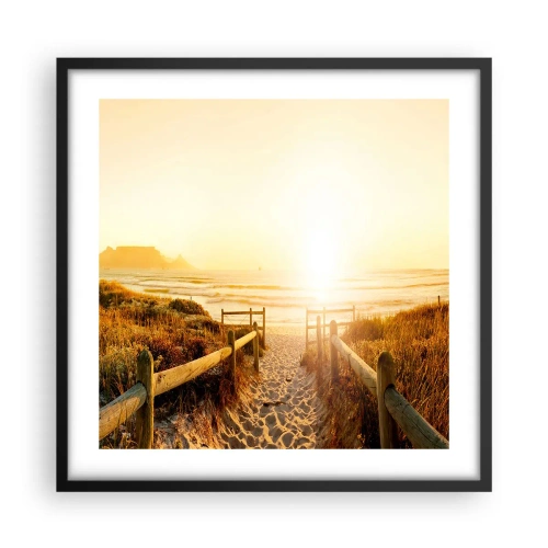 Plakat i sort ramme - Over klitten, mod solen - 50x50 cm