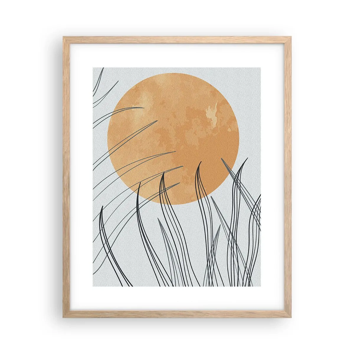 Plakat i ramme af lyst egetræ - Altid mod solen - 40x50 cm