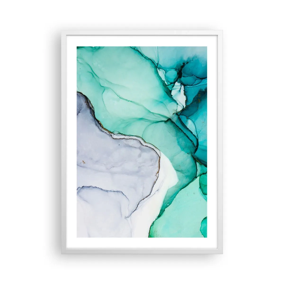 Plakat i hvid ramme - Undersøgelse i turkis - 50x70 cm