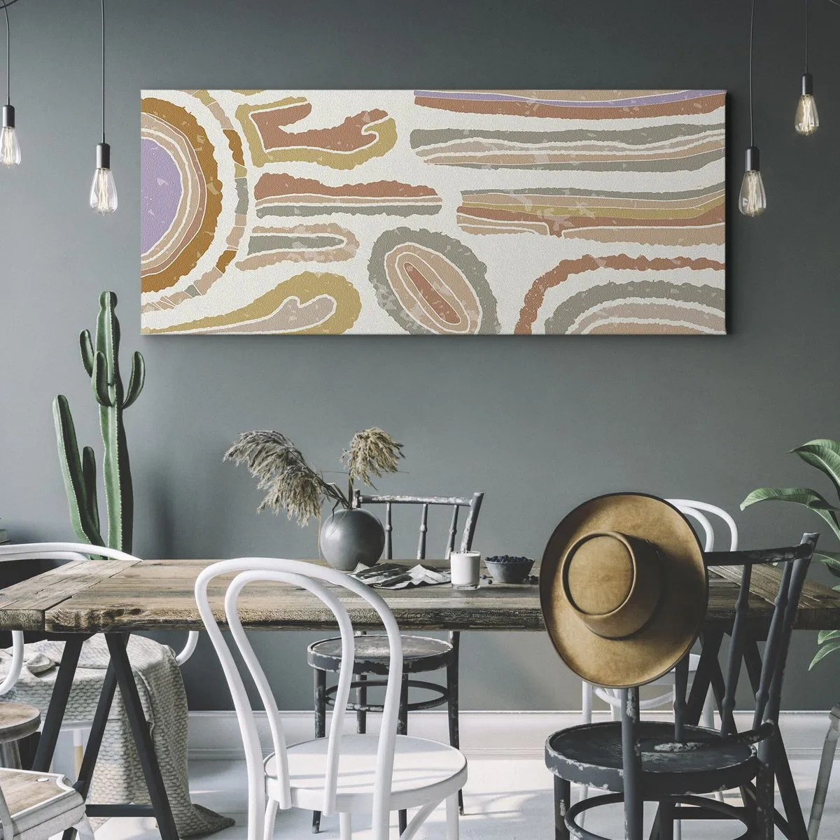 Lærredstryk - Billede på lærred - Farverige tværsnit - 100x40 cm