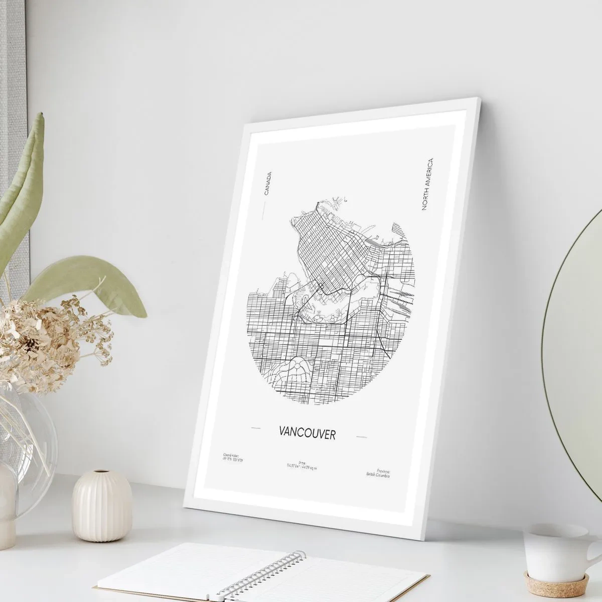 Plakat i hvid ramme - Anatomi af Vacouver - 30x40 cm